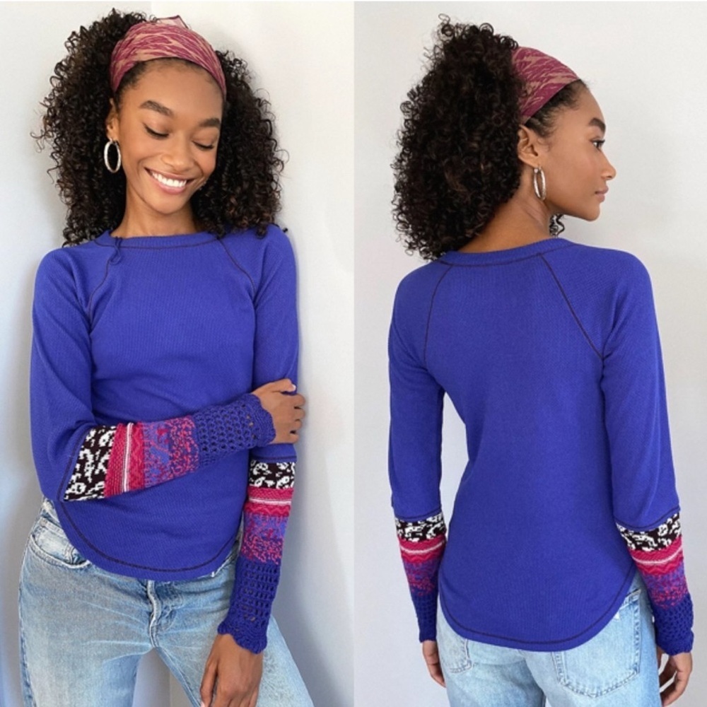 Free People In The Mix Supernova Long Sleeve Mixed Knit Thermal Top
